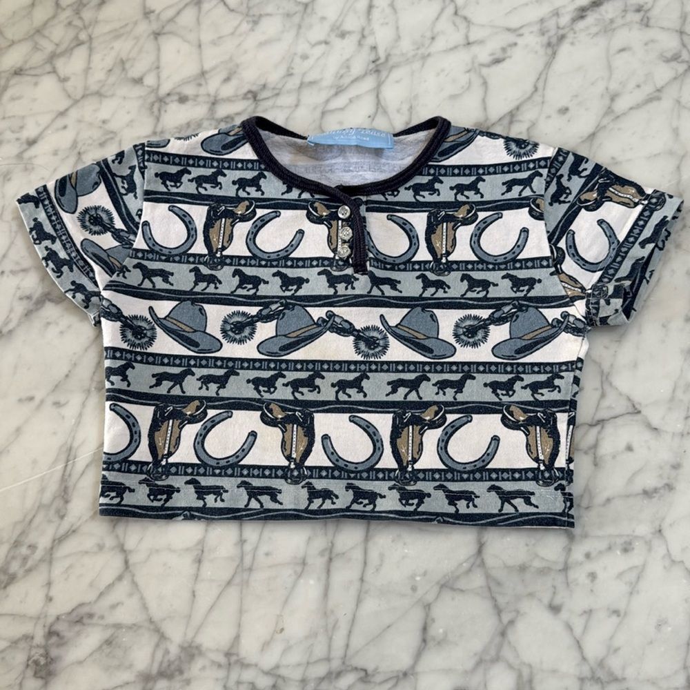 Country Tease 90’s Crop Top Equestrian Western Sz Youth 8/10